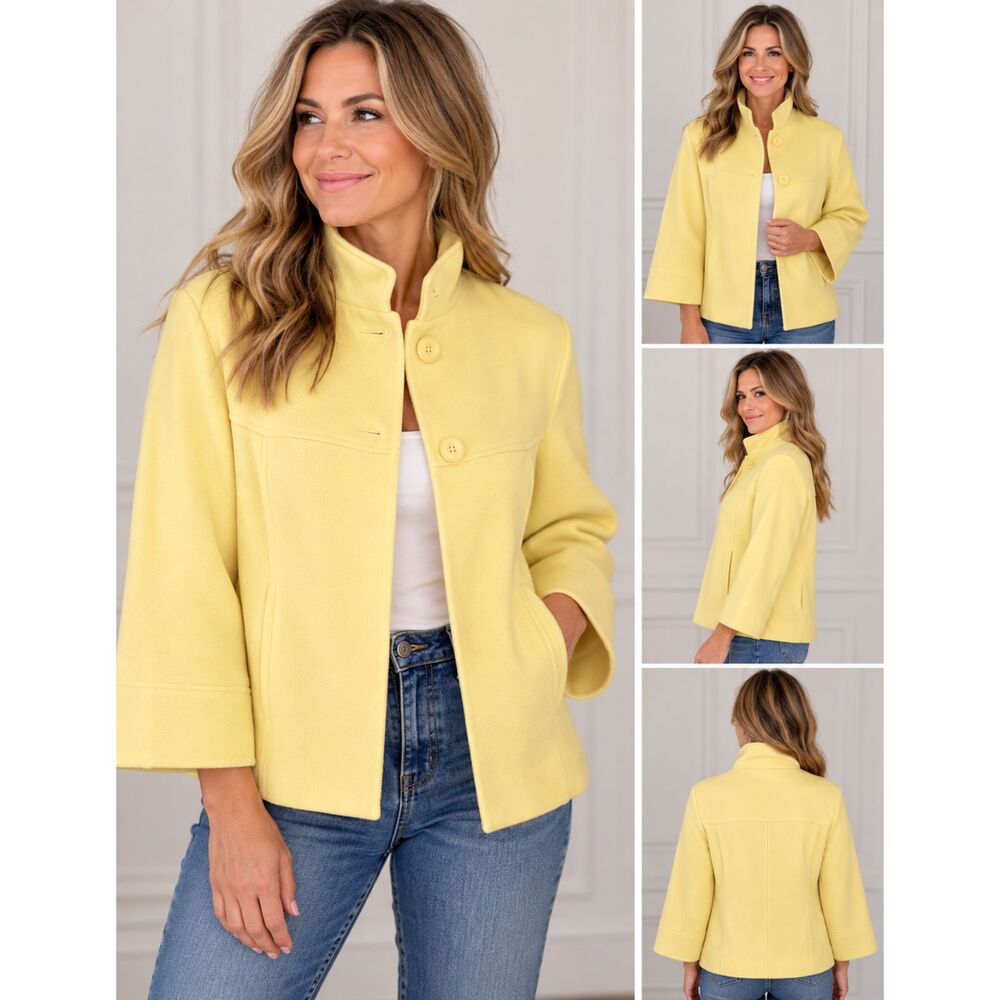 Chico's Yellow Stand Collar Jacket Size 2 Like New
